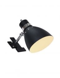 Zwarte klemlamp met kantelbare spot Steinhauer Spring