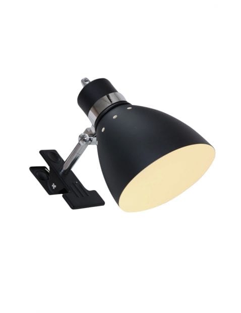 Zwarte klemlamp met kantelbare spot Steinhauer Spring