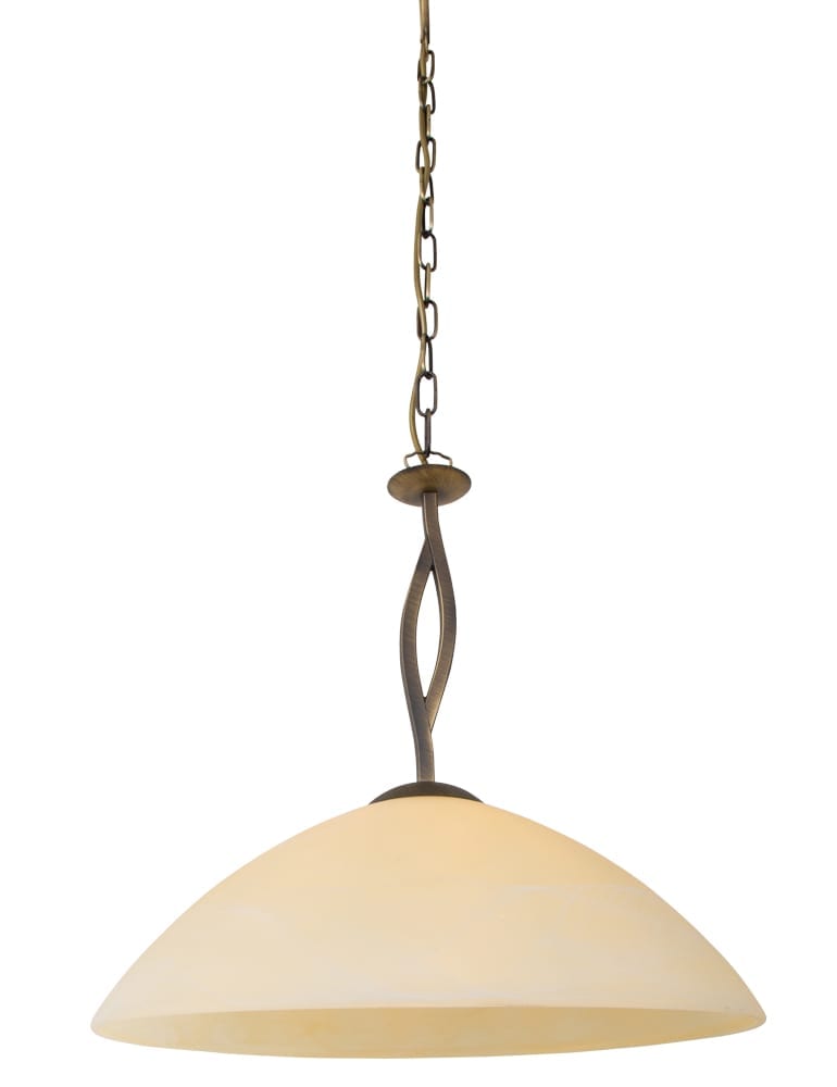 voorspelling grijs Decoratie Bronzen hanglamp met ronde glazen kap