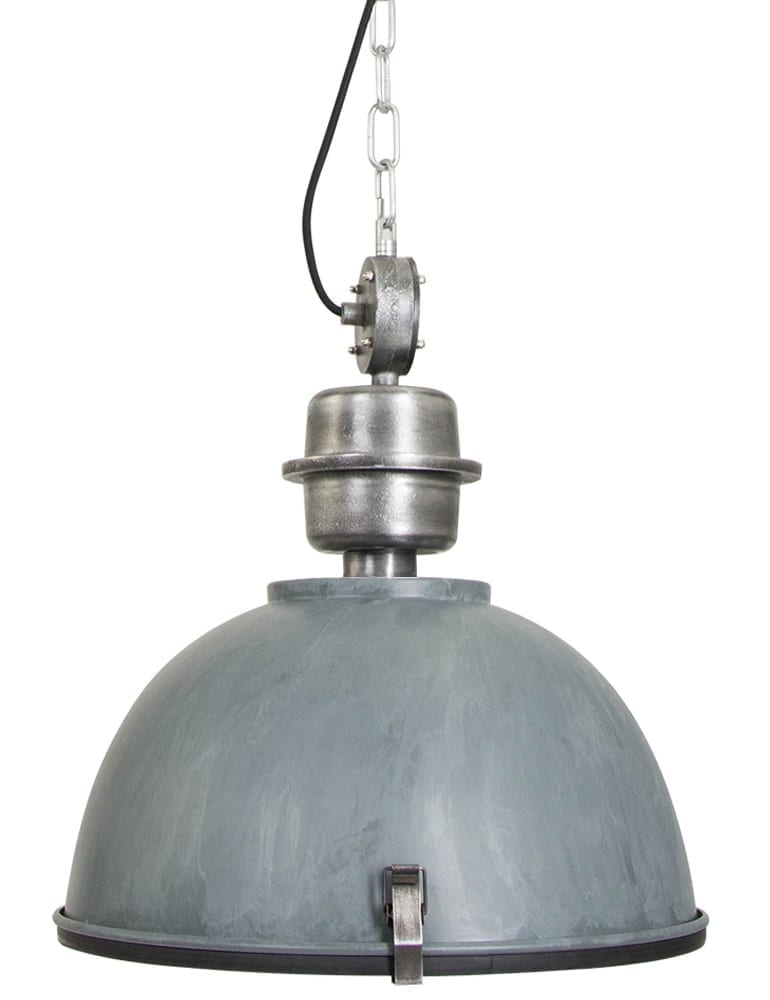Stoere grijze industriële lamp Steinhauer Bikkel ø42 cm