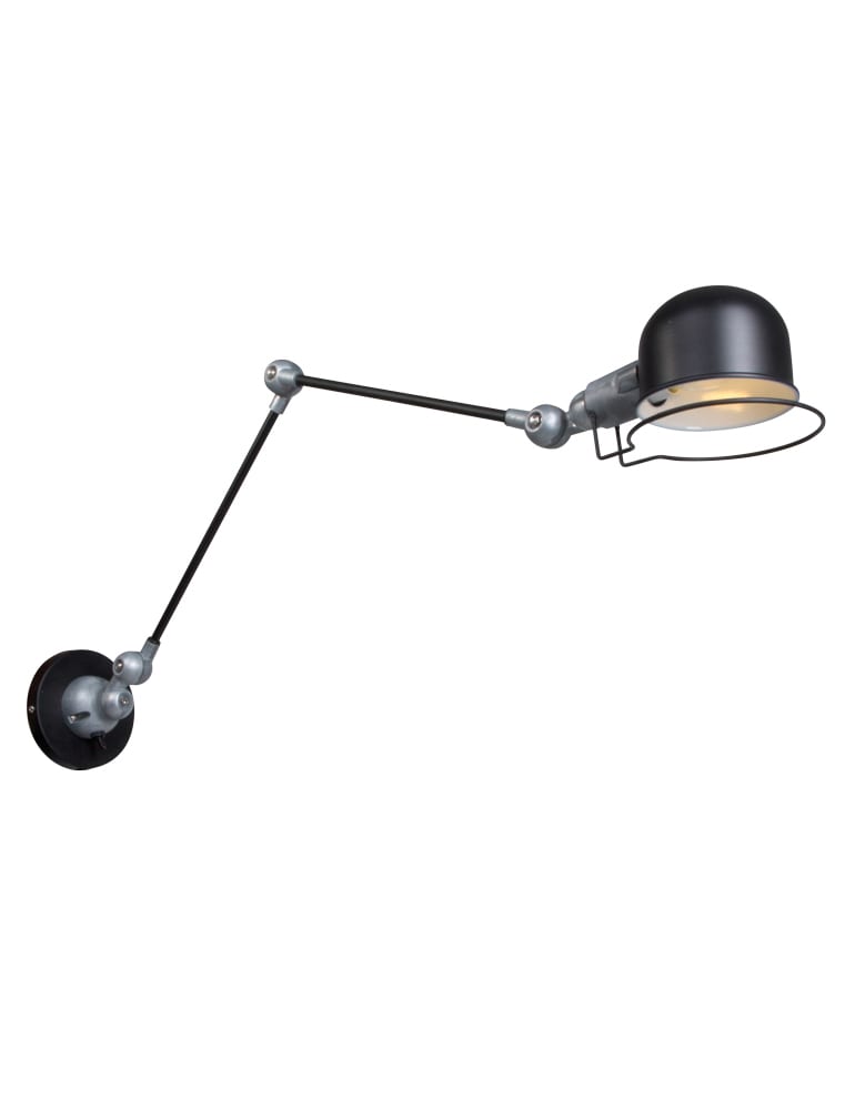 kwartaal Snel Doe voorzichtig Industriële wandlamp met lange arm Mexlite Davin zwart - Directlampen.nl