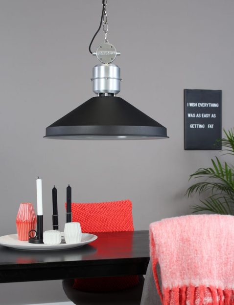 Industriële grote hanglamp Anne Lighting Zappa zwart