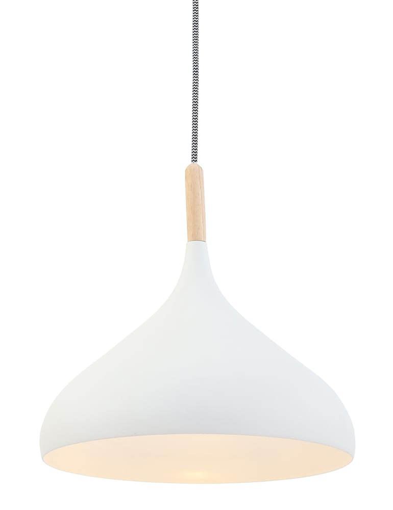 Artefact voor mij Mobiliseren Scandinavische hanglamp met hout Mexlite Bjorr wit - Directlampen.nl