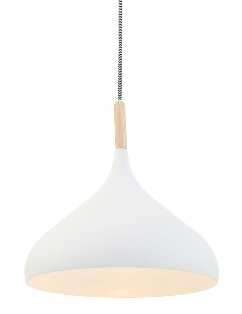 Rechthoek Verspreiding Doctor in de filosofie Scandinavische hanglamp met hout Mexlite Bjorr wit - Directlampen.nl