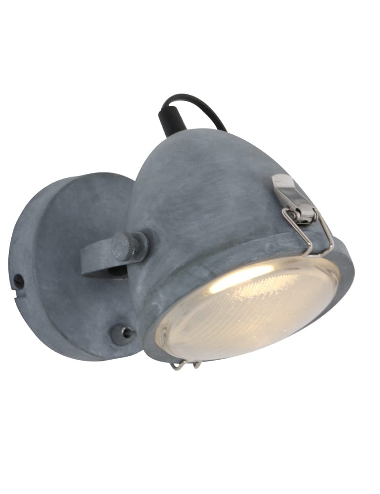 erven Mus vasteland Industriële wandlamp Mexlite Paco grijs - Directlampen.nl