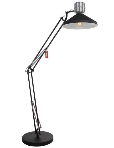 Grote industriële staande vloerlamp Anne Lighting Zappa zwart