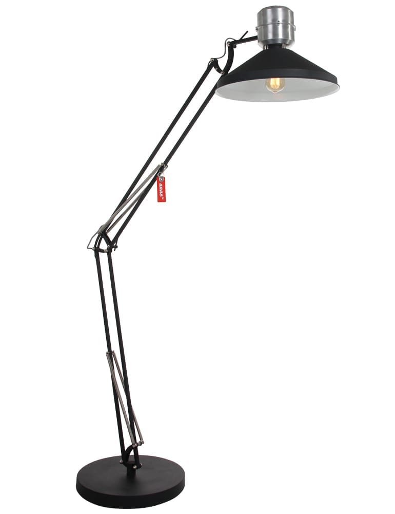 helpen gallon Wolk Industriële staande lamp Anne Zappa zwart 185 cm