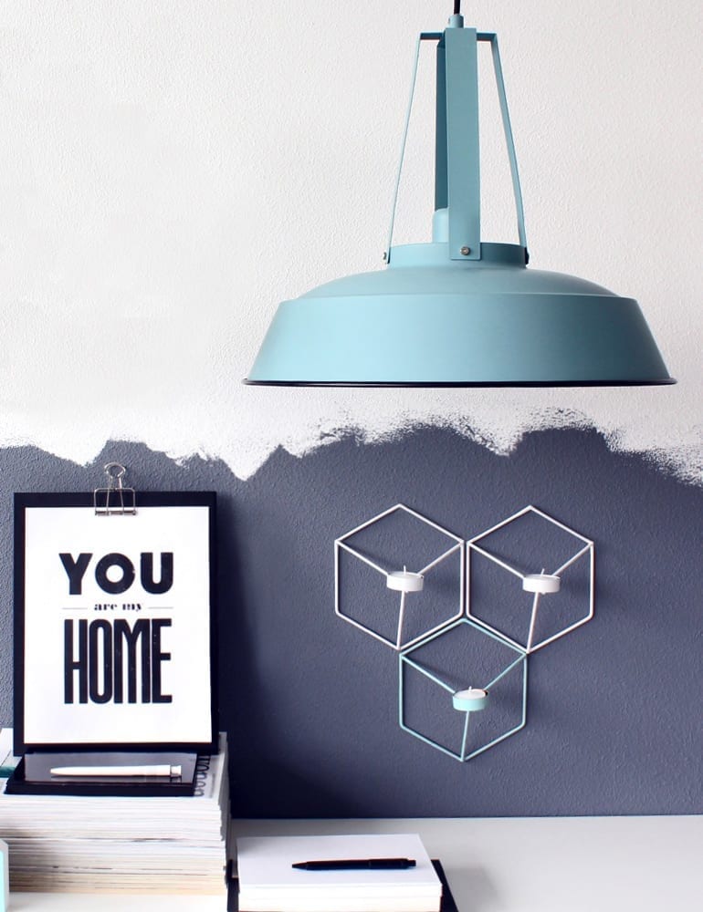 Stoere blauwe hanglamp Mexlite Luna