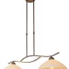 Sierlijke klassieke tweelichts hanglamp Steinhauer Capri brons