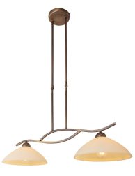 Sierlijke klassieke tweelichts hanglamp Steinhauer Capri brons