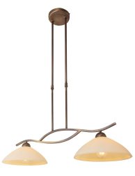 Sierlijke klassieke tweelichts hanglamp Steinhauer Capri brons