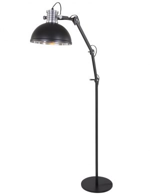 Stoere industriele vloerlamp Steinhauer Brooklyn zwart