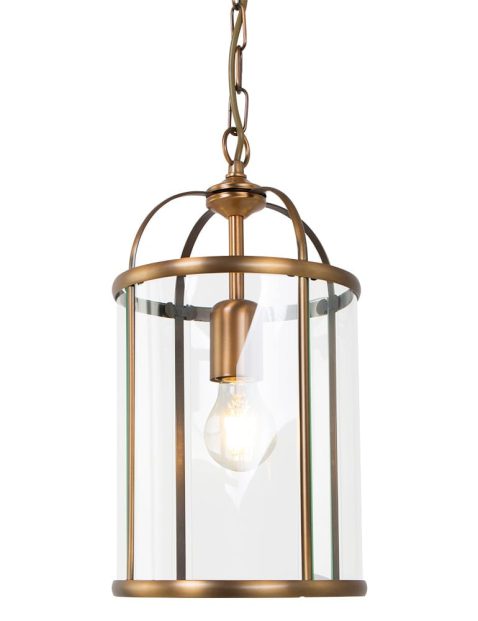 Hanglamp lantaarn brons met glas Steinhauer Pimpernel ø20 cm
