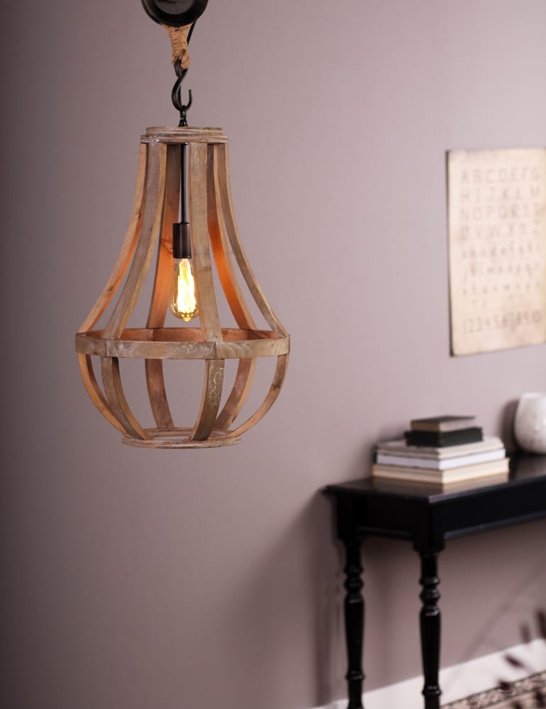 Houten katrol hanglamp Anne Lighting Liberty Bell - Directlampen.nl