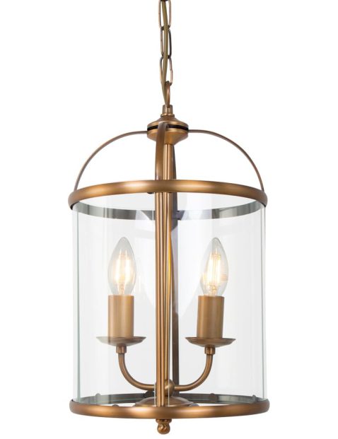 Bronzen lantaarn hanglamp tweelichts Steinhauer Pimpernel