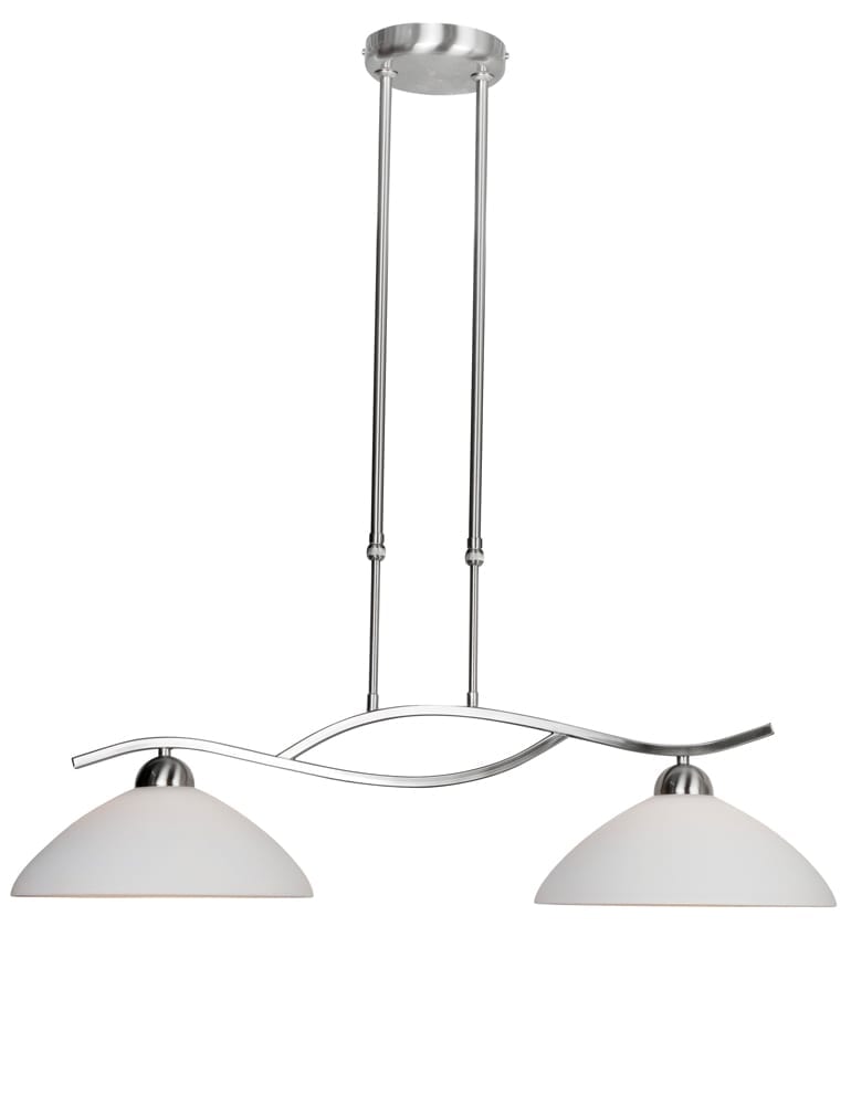 Sierlijke tweelichts hanglamp Steinhauer Capri staal