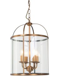 Klassieke hanglantaarn vierlichts Steinhauer Pimpernel brons met glas