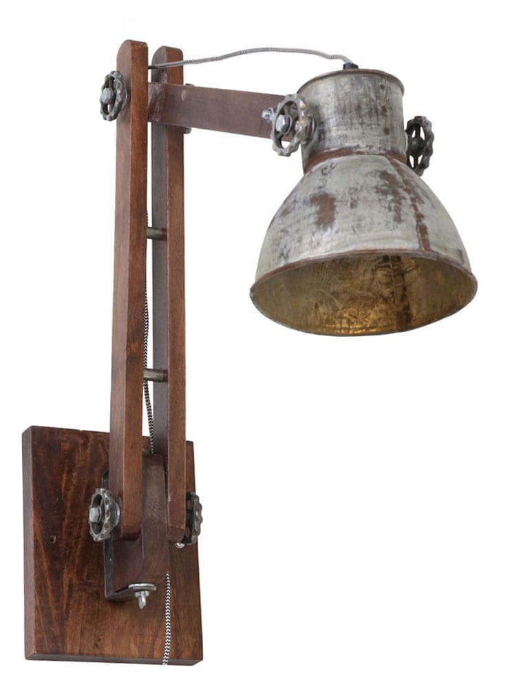 Zeeanemoon interieur doorgaan Robuuste wandlamp Light & Living Efren hout - Directlampen.nl