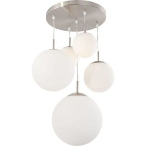 Moderne plafondlamp met vijf glazen bollen Steinhauer Bollique