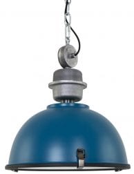 Donkerblauwe stoere hanglamp Steinhauer Bikkel ø42 cm