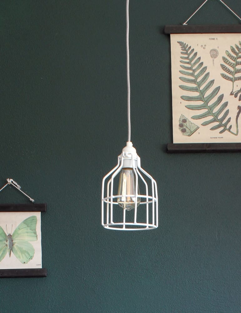 witte draadlamp kooilamp