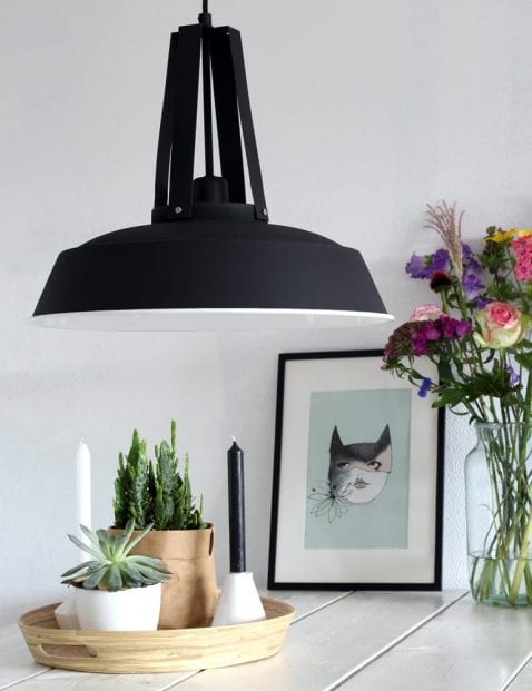 Zwarte stoere hanglamp Mexlite Luna