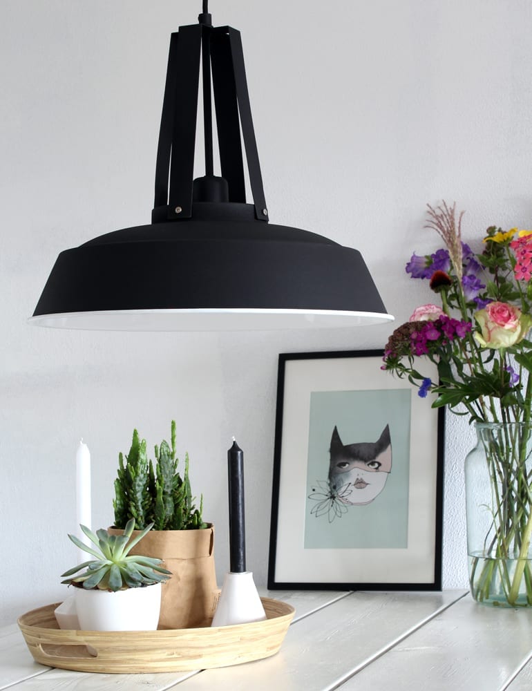 Zwarte stoere hanglamp Mexlite Luna