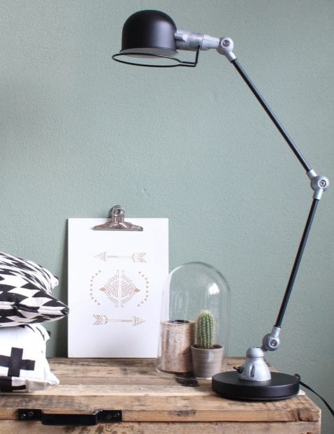 Bureaulamp met vintage look Mexlite Davin zwart