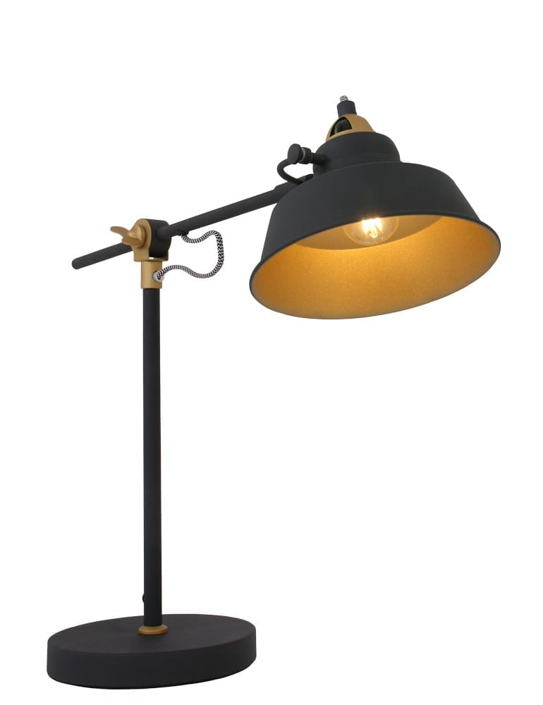 zwarte tafellamp met gouden details