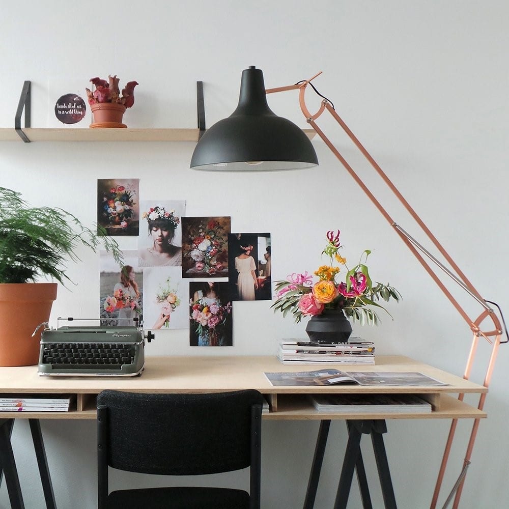 Magna koper zwart vloerlamp