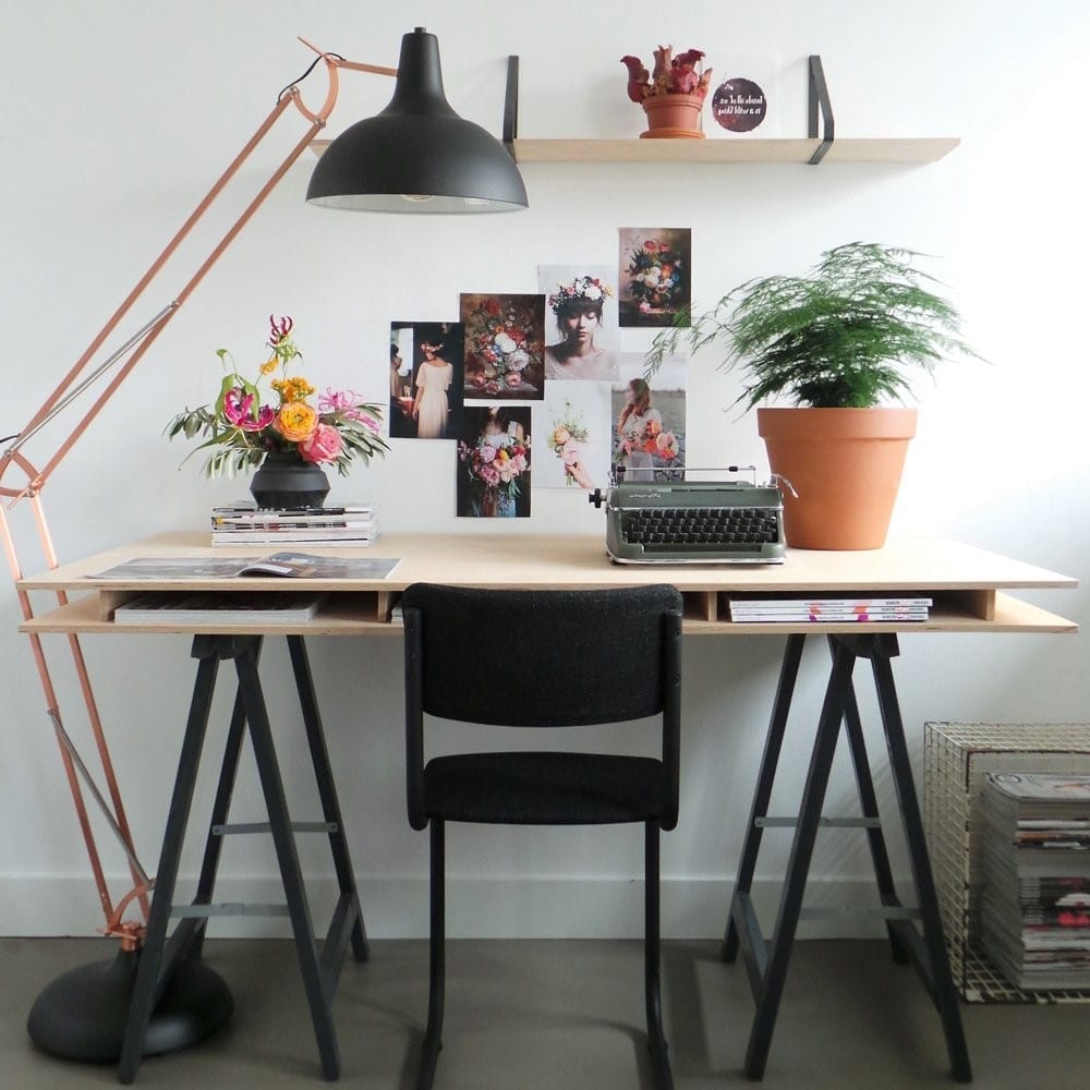 vloerlamp koper met zwart
