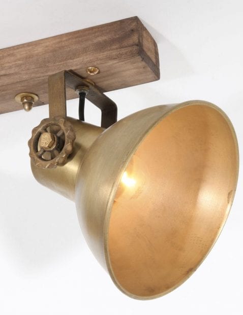 plafondspot houten plafondplaat metalen kap