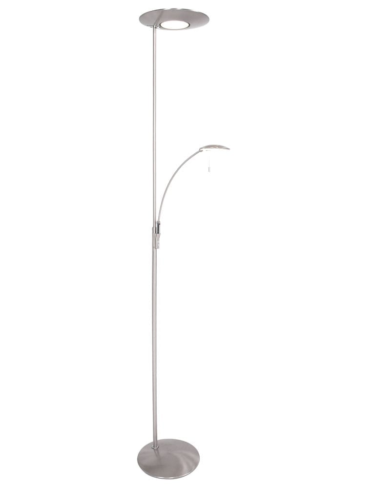stalen metalen vloerlamp met dimmer en leeslamp