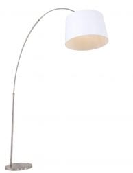 stalen booglamp met witte kap