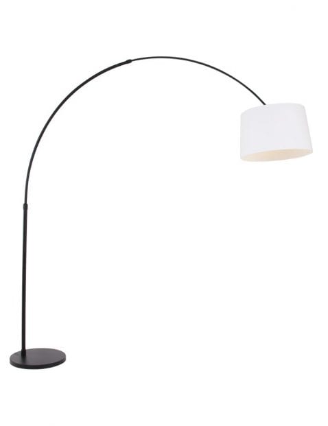 zwarte booglamp met witte kap