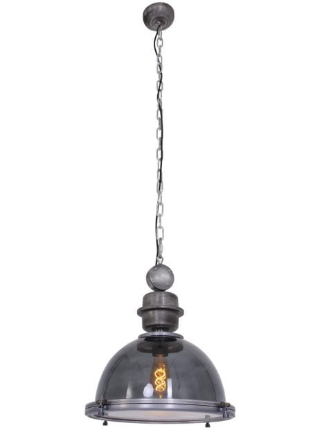 Stoere-doorschijnende-hanglamp-eettafel-rookglas-grijs