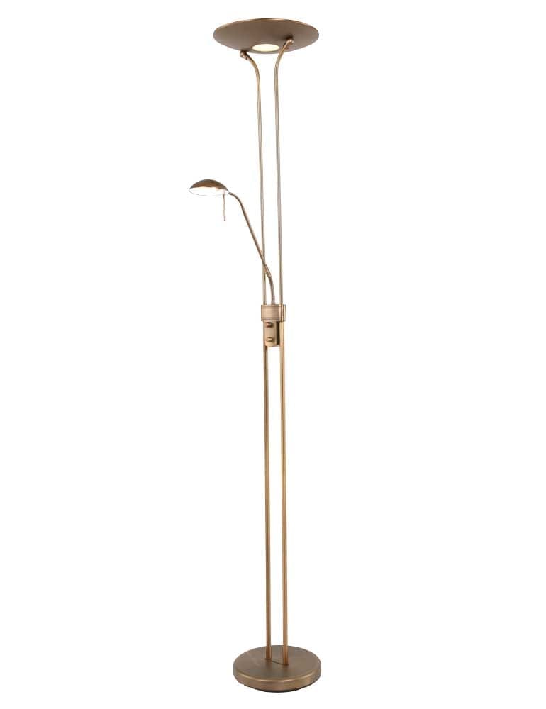 bronzen led vloerlamp met leeslamp