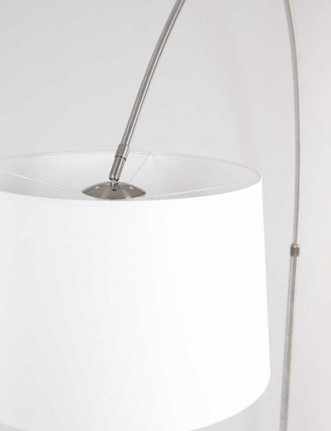 stalen booglamp met witte kap