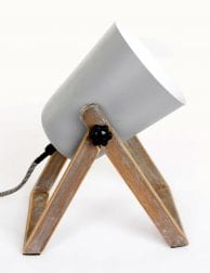 Grijze tafellamp met hout