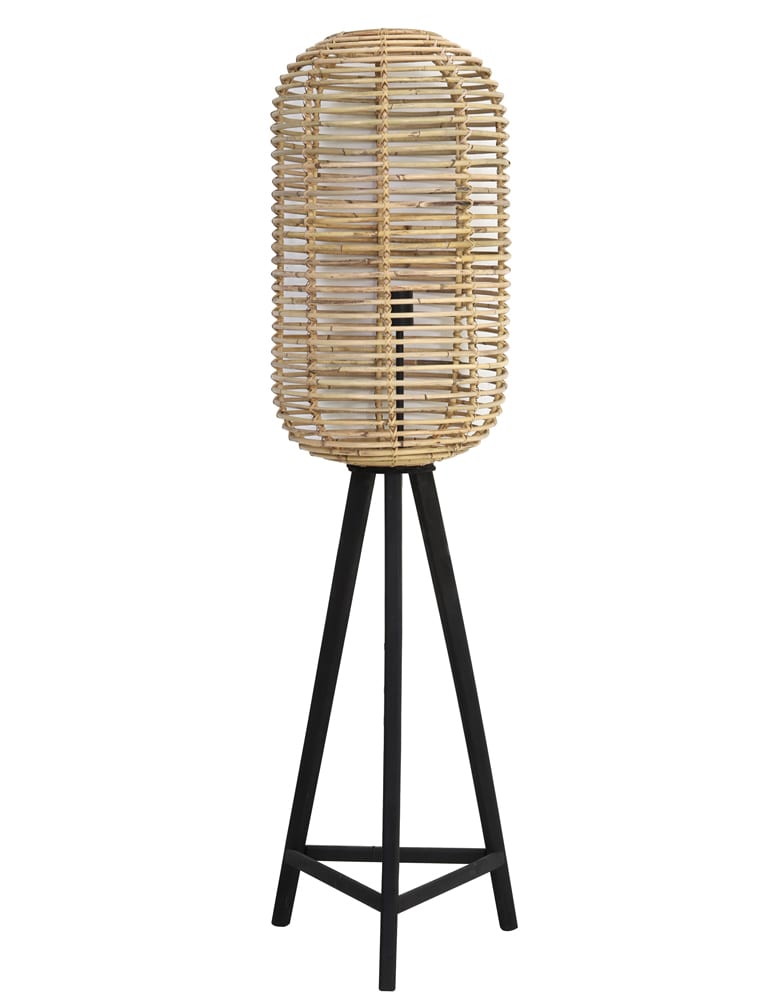Aan Temmen Arashigaoka Driepoot vloerlamp met bamboe kap Light & Living Tabana zwart -  Directlampen.nl