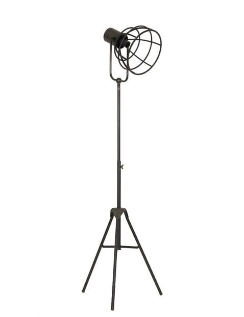 Bruine driepotige vloerlamp industrieel