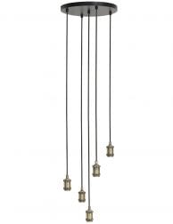 Gezellige 5-lichts hanglamp zwart met staal