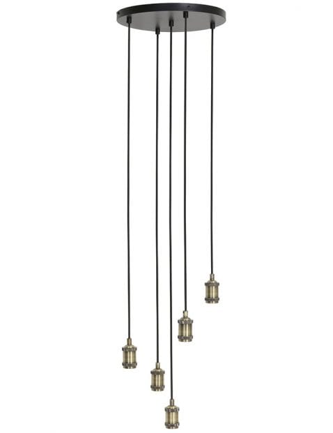Gezellige 5-lichts hanglamp zwart met staal