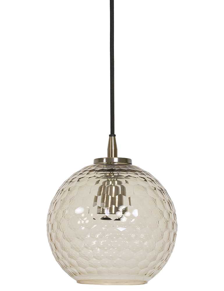 Glazen bollamp patroon Light & Living Dione brons - Directlampen.nl