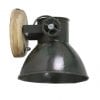 Industriële wandlamp zwart met houten detail