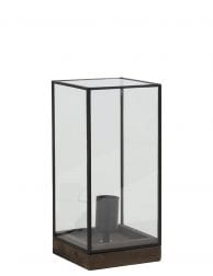 Rechthoekige tafellamp zwart met glas