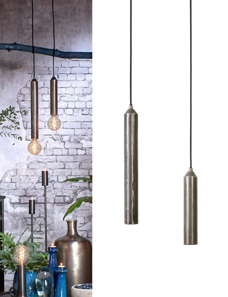 Smalle hanglamp Light & Living bewerkt staal