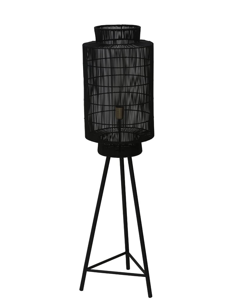 Inschrijven Fjord Stereotype Driepoot vloerlamp met draadkap Light & Living Gruaro zwart -  Directlampen.nl