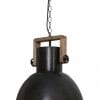 Zwarte industriële lamp met hout