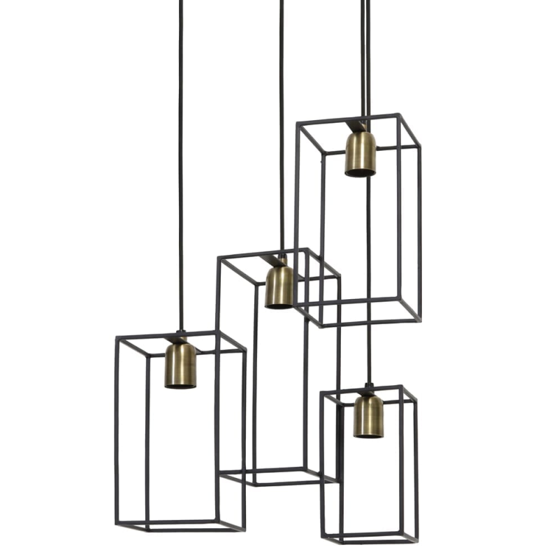 Vierkante vierlichts hanglamp Light & Living Marley zwart